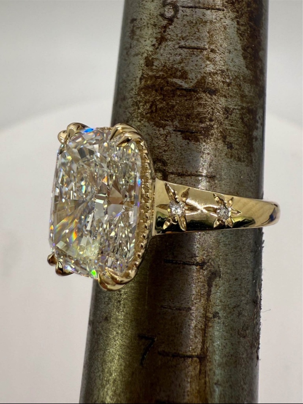 5.02 carat E VS1 elongated cushion diamond engagement ring - Picture 16 of 17
